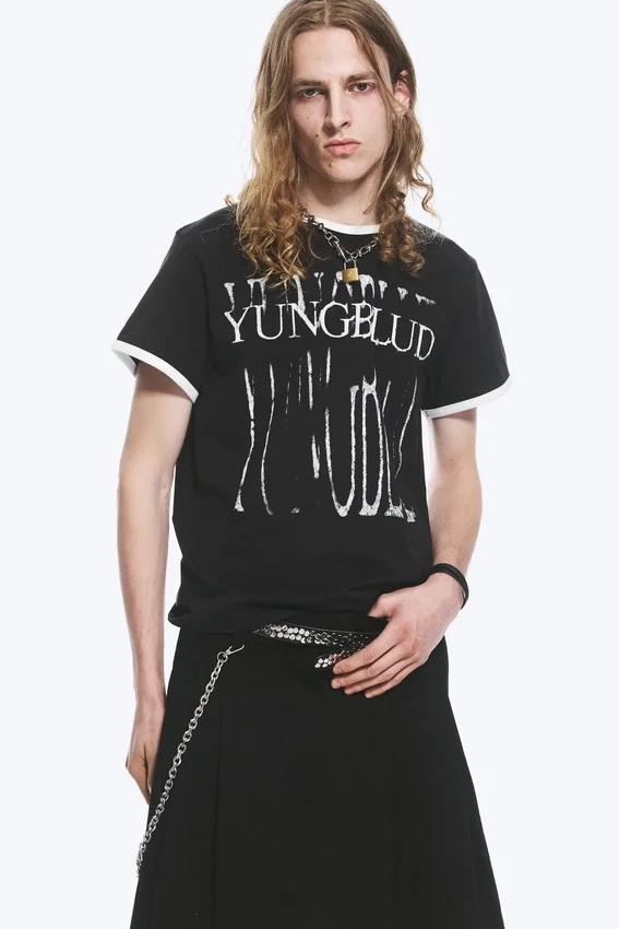Yungblud Printed Ringer Tee – Off-Black Yungblud Printed Ringer Tee – Off-Black