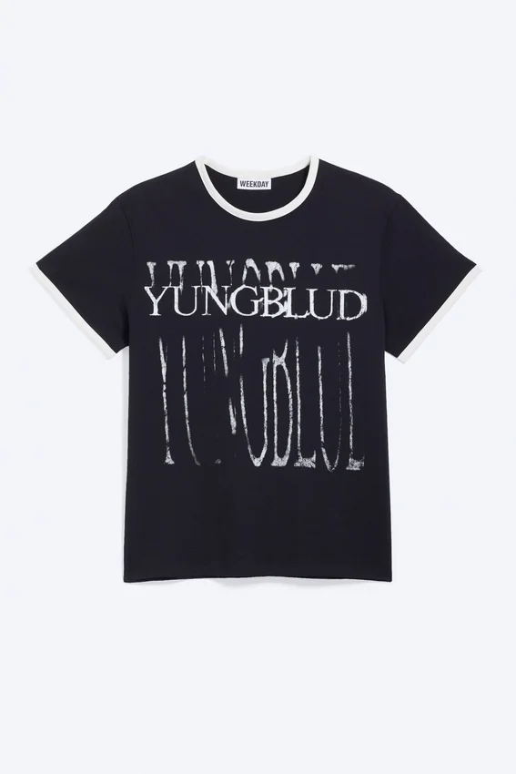 Yungblud Printed Ringer Tee – Off-Black Yungblud Printed Ringer Tee – Off-Black