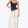 Zip-Off Nylon Track Trousers – Beige – Black Stripe Zip-Off Nylon Track Trousers – Beige – Black Stripe
