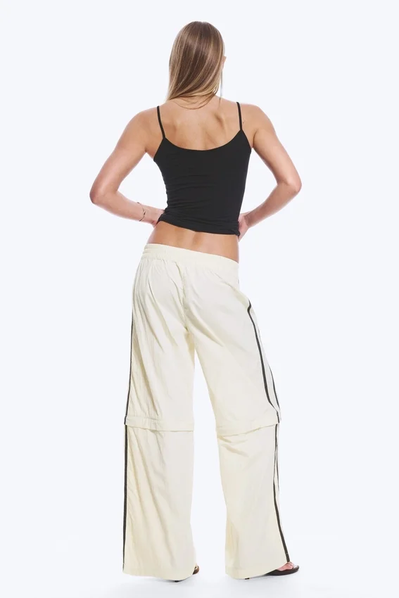 Zip-Off Nylon Track Trousers – Beige – Black Stripe Zip-Off Nylon Track Trousers – Beige – Black Stripe