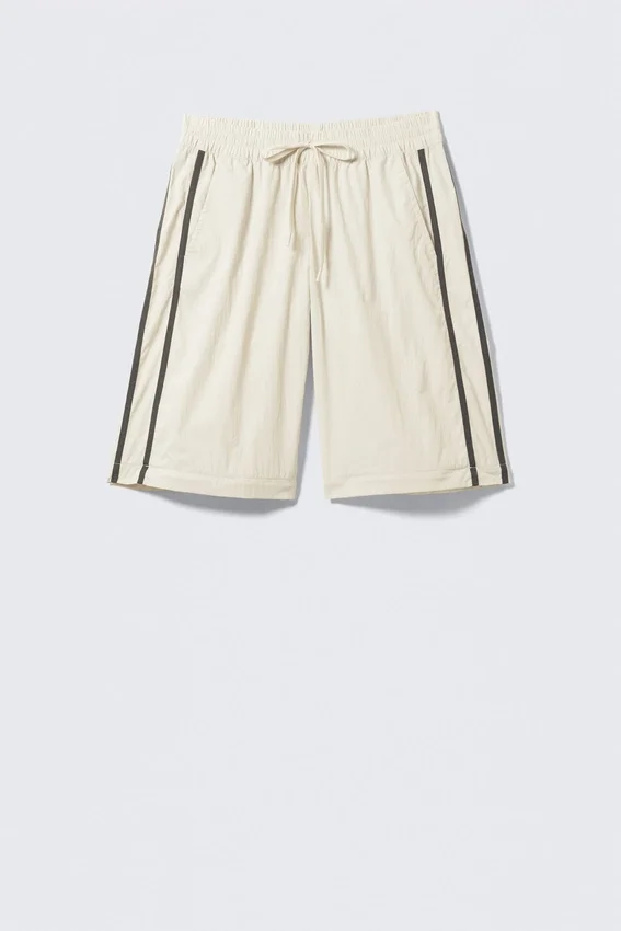 Zip-Off Nylon Track Trousers – Beige – Black Stripe Zip-Off Nylon Track Trousers – Beige – Black Stripe
