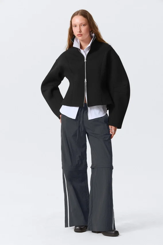 Zip-Off Nylon Track Trousers – Black – Beige Stripe Zip-Off Nylon Track Trousers – Black – Beige Stripe