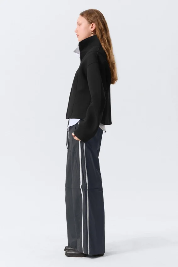 Zip-Off Nylon Track Trousers – Black – Beige Stripe Zip-Off Nylon Track Trousers – Black – Beige Stripe