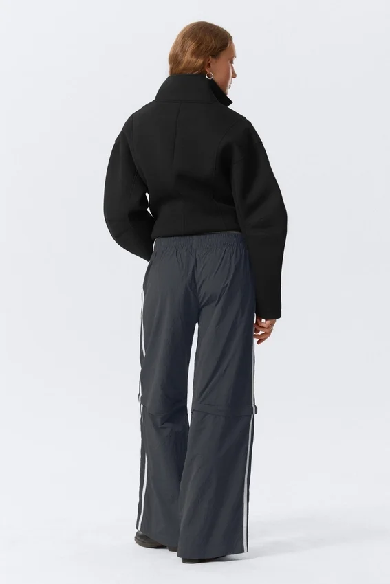 Zip-Off Nylon Track Trousers – Black – Beige Stripe Zip-Off Nylon Track Trousers – Black – Beige Stripe