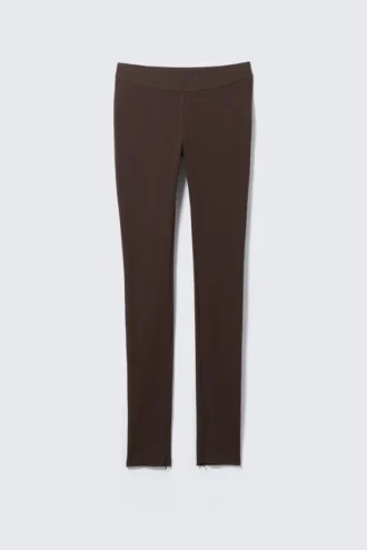 Zipped Stretchy Trousers – Dark Brown