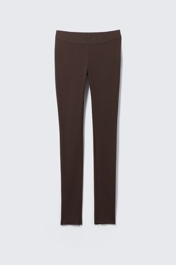 Zipped Stretchy Trousers – Dark Brown Zipped Stretchy Trousers – Dark Brown