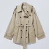 Zoey Short Frayed Trench Coat – Beige Zoey Short Frayed Trench Coat – Beige