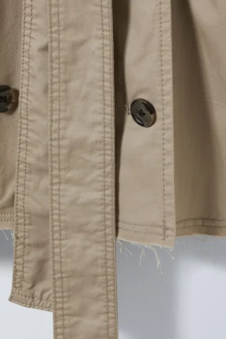 Zoey Short Frayed Trench Coat – Beige